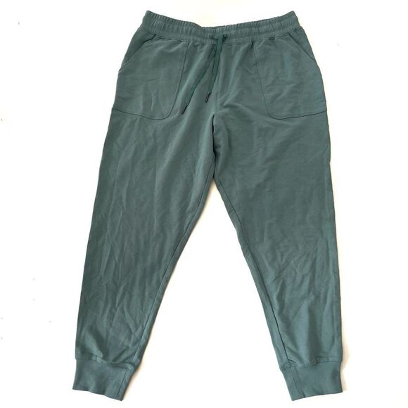 Members Mark Pants - French Terry Joggers Size L in Aqua slate Drawcord